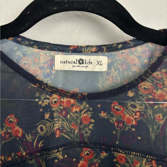 Natural life women’s sloane mesh long sleeve top navy red feathers XL - Picture 6 of 8